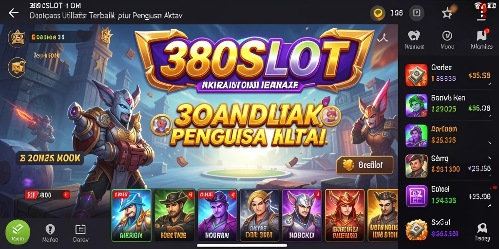 Tampilan utama 380SLOT dengan berbagai fitur utilitas.