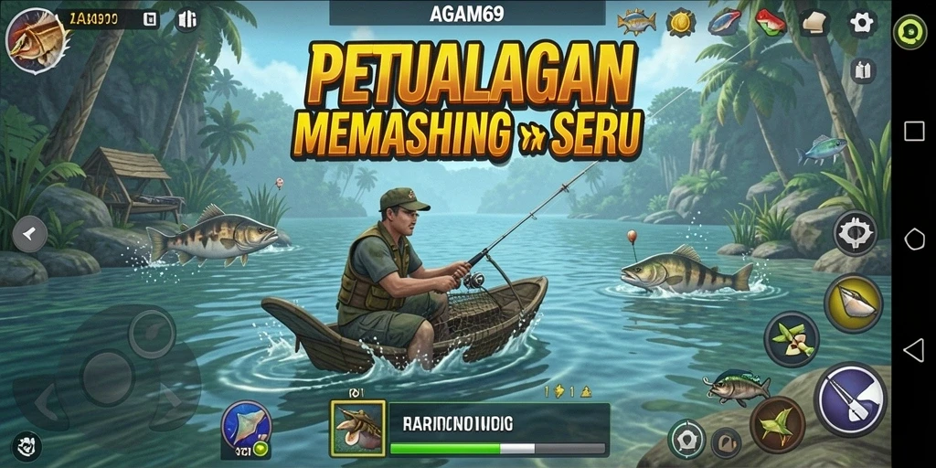 Gameplay AGAM69 menampilkan aktivitas memancing yang seru dan menantang.