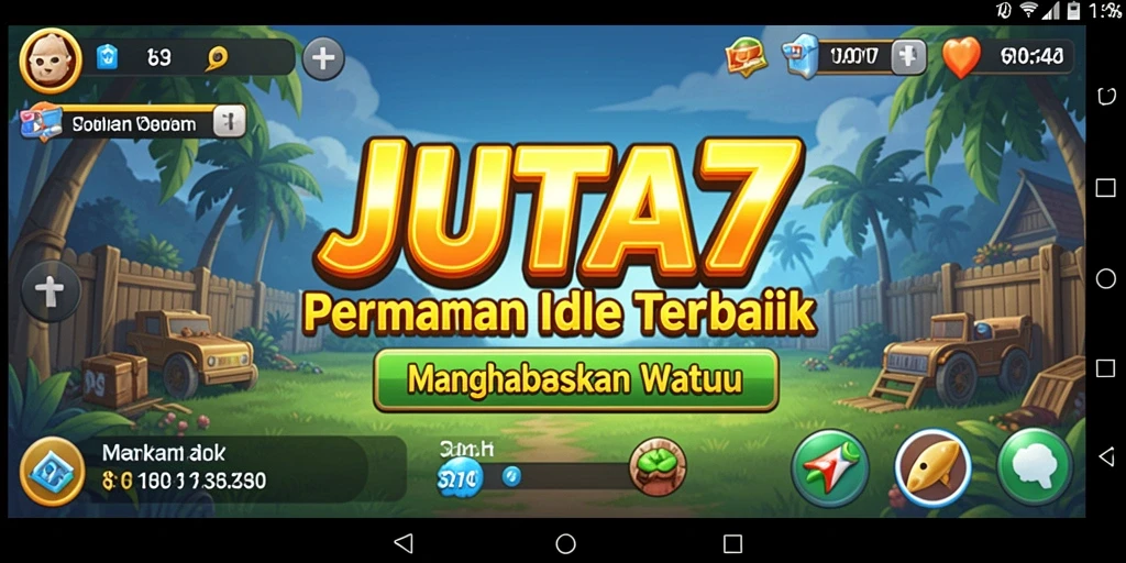 Tampilan gameplay <strong>JUTA7</strong> dengan karakter dan sumber daya yang menarik.