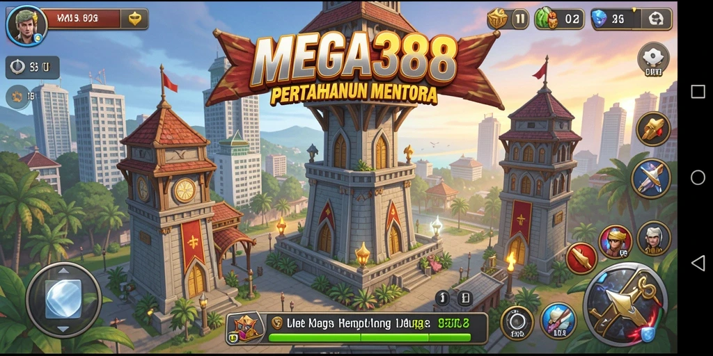 Tampilan gameplay menara yang menegangkan dan strategis.